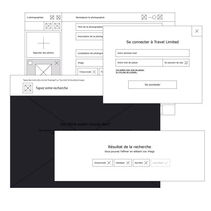 aperçu des wireframes